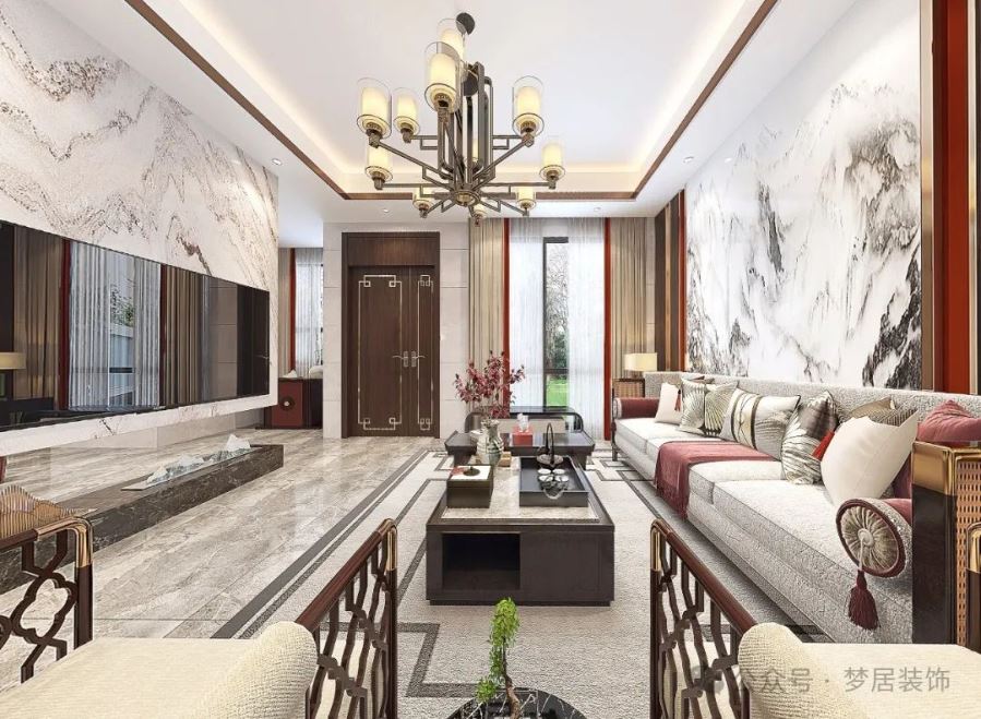 夢(mèng)居&裝修設(shè)計(jì) | 357㎡現(xiàn)代中式別墅裝修，儒雅東方一抹紅。